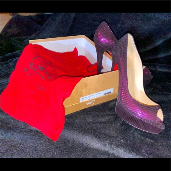 ❌ SOLD ❌ Authentic Christian Louboutin Banana 120 FUXIA suede - Picture 5 of 6